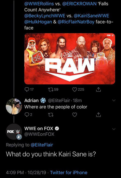 WWE on FOX faz comentário racista sobre Kairi Sane