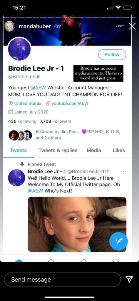 Conta falsa de Brodie Lee Jr. é desmascarada