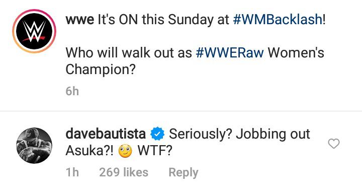 Batista critica WWE pelo booking de Asuka