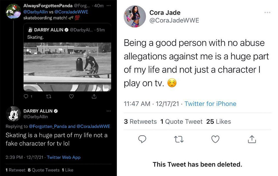 Darby Allin e Cora Jade trocam insultos no Twitter