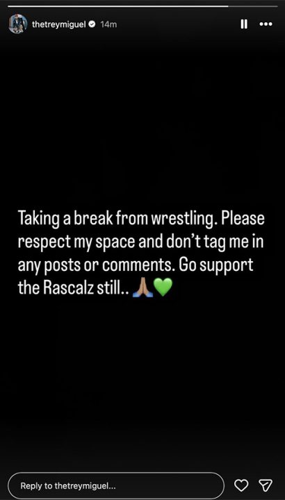 Trey Miguel anuncia pausa na carreira e sai da AEW